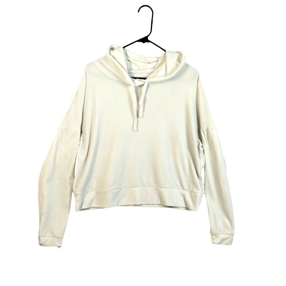 Cream Soft Velour Size XL Hoodie Long Sleeve  Comfy Cabin Core Lounge Life